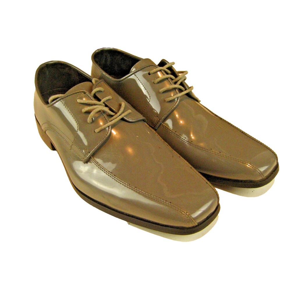 Mens Vangelo  Gray Patent Leather Formal Dress Shoes sz 10.5M